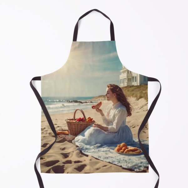 Aperçu de l'œuvre Victorian Woman Picnic on the Beach Ocean View créée et vendue par BlareBlare.