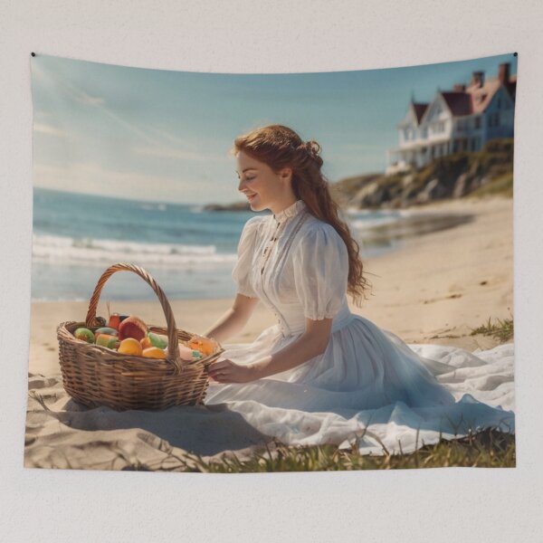 Item preview, Victorian Lady Enjoying a Picnic by the Sea designed and sold by BlareBlare.