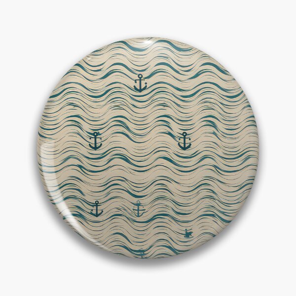 Item preview, beige and turquoise, geometric wave patterns with anchor icons spaced evenly, clean and structured, vector seamless pattern ,vector pattern, 8k, Ultra clear picture quality, vector pattern designed and sold by thewandswant.
