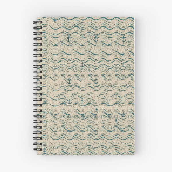 Item preview, beige and turquoise, geometric wave patterns with anchor icons spaced evenly, clean and structured, vector seamless pattern ,vector pattern, 8k, Ultra clear picture quality, vector pattern designed and sold by thewandswant.