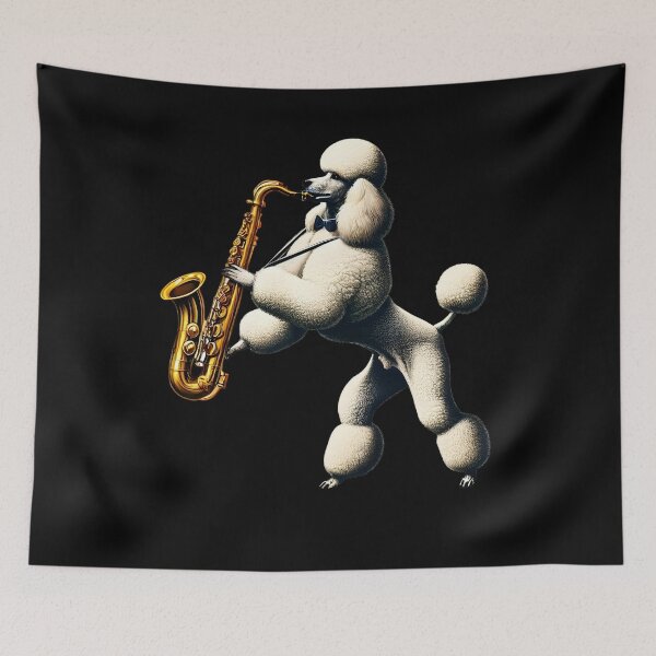 Item preview, Poodle Playing Saxophone Player Dog Lover designed and sold by Kimberley King Art  King Art.