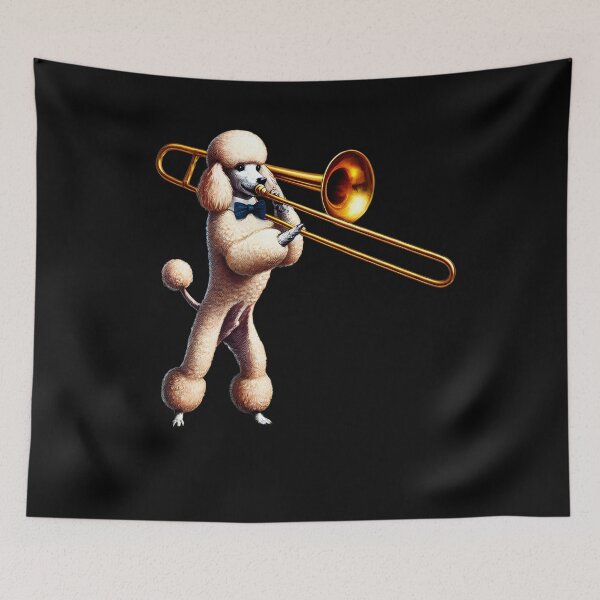 Item preview, Poodle Playing Trombone Player Dog Lover designed and sold by Kimberley King Art  King Art.