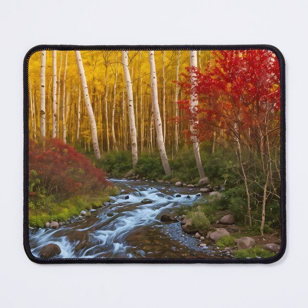 Item preview, Autumn Stream Through Birch Forest designed and sold by Ink Art Design.