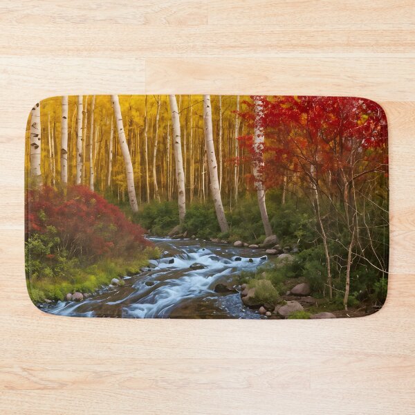 Item preview, Autumn Stream Through Birch Forest designed and sold by Ink Art Design.