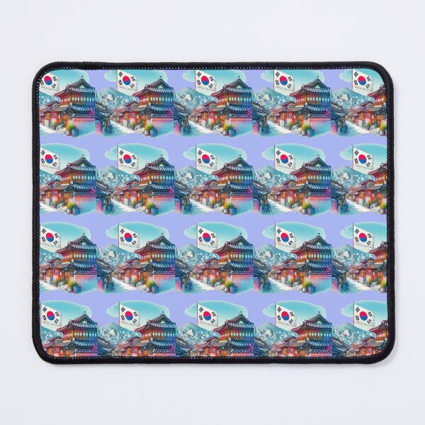 Item preview, Bukchon Hanok Village 3D Full Color Sketch with Korean Flag. designed and sold by PaintMeWorld.
