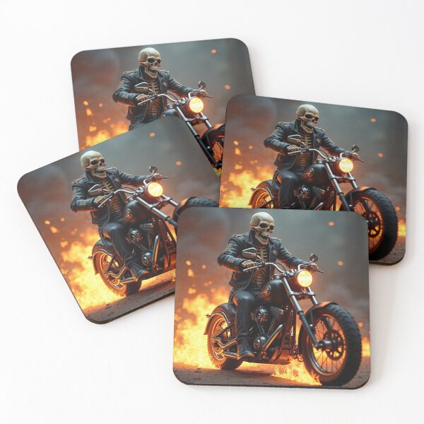 Item preview, Cinematic Skeleton Biker Riding Through Flames designed and sold by Art & Heart.