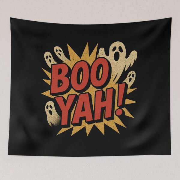 Item preview, Vintage Boo Yah! Halloween Design – Retro Horror Ghost Poster Style designed and sold by NovivoPrints.