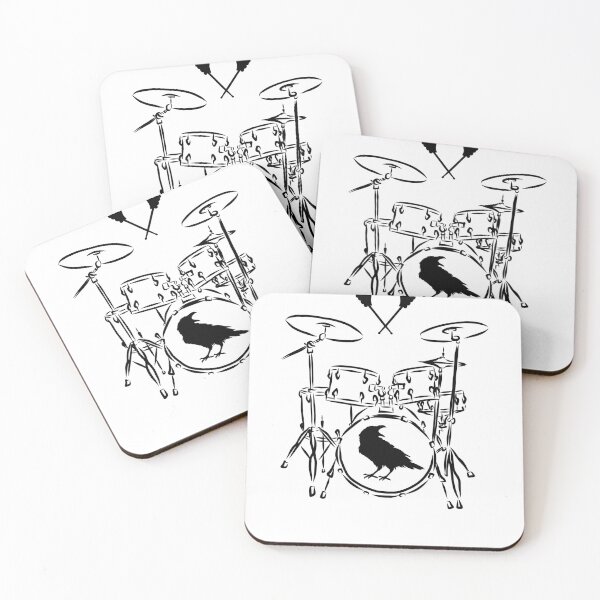 Artikelvorschau, Crow Drum Kit Silhouette Symbol – Rock Band Musik Rabe entworfen und verkauft von Corvoria.