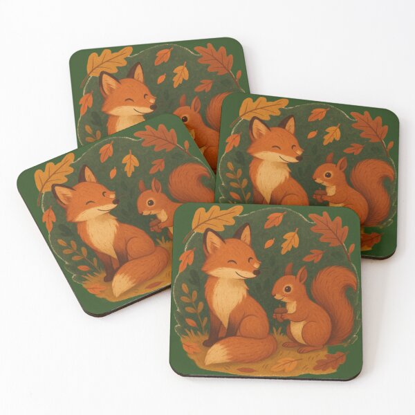 Item preview, Autumn Fox and Squirrel Illustration – Cozy Woodland Animals designed and sold by hiraum.