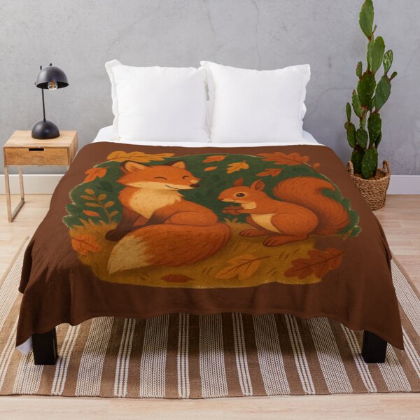 Item preview, Autumn Fox and Squirrel Illustration – Cozy Woodland Animals designed and sold by hiraum.