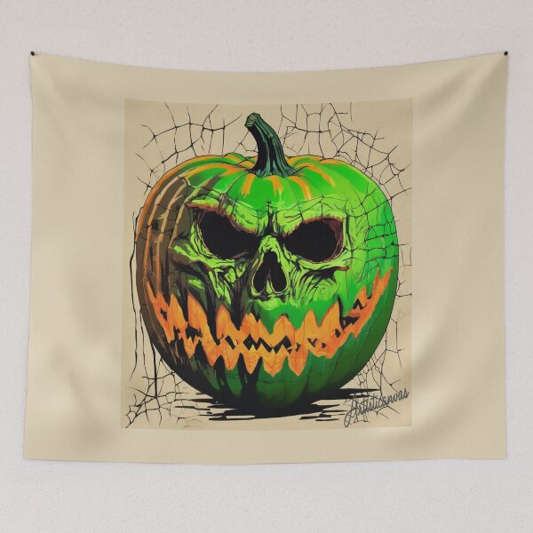 Item preview, "Sinister Halloween Pumpkin: Spookily Original Skull Design" designed and sold by Artisticanvas.