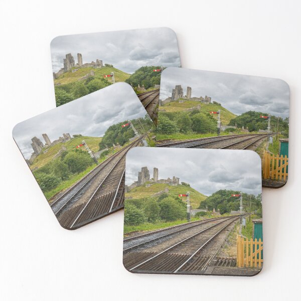 Item preview, Corfe Castle and the railway line and signals Dorset UK designed and sold by John Gilham - Landscape Photography.