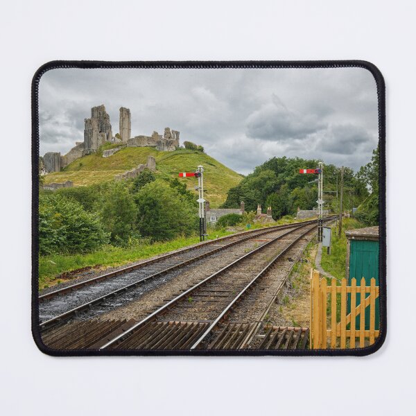 Item preview, Corfe Castle and the railway line and signals Dorset UK designed and sold by John Gilham - Landscape Photography.
