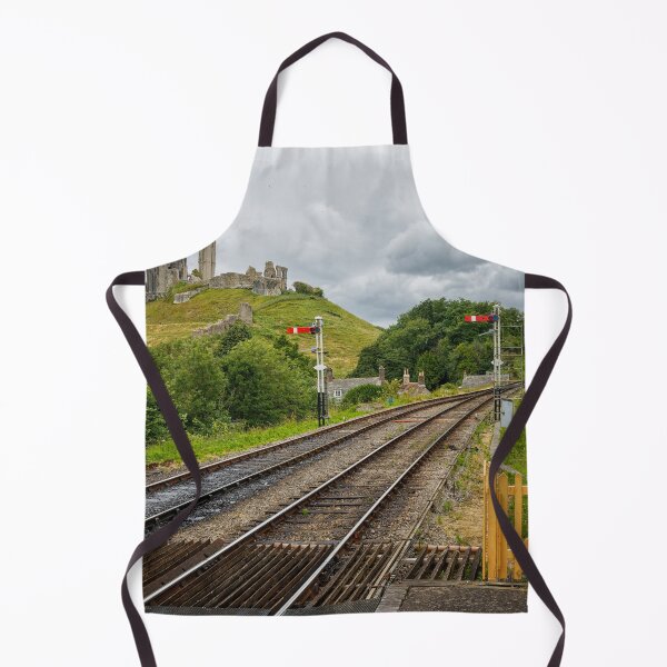 Item preview, Corfe Castle and the railway line and signals Dorset UK designed and sold by John Gilham - Landscape Photography.