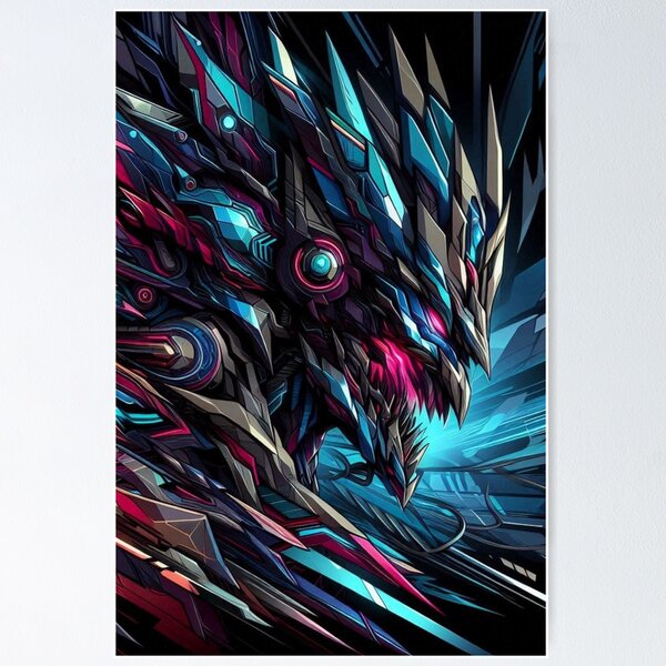 Item preview, Dragon Cyberpunk Neon Art - Futuristic  designed and sold by Lyvion design.