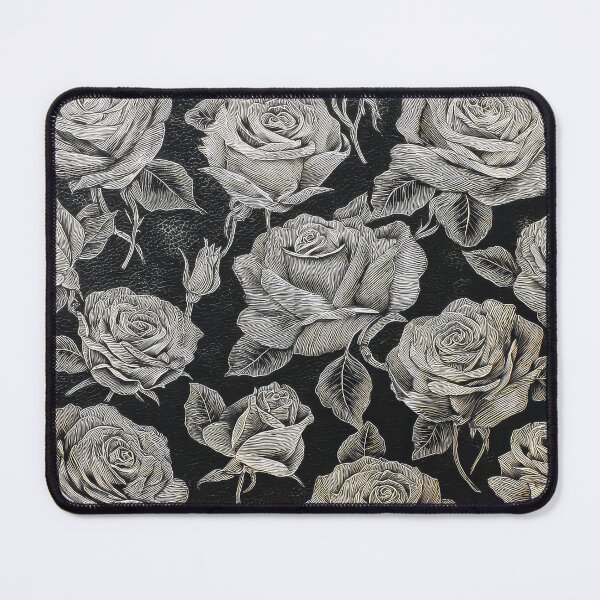 Item preview, black and silver metallic engraving of roses  designed and sold by thewandswant.
