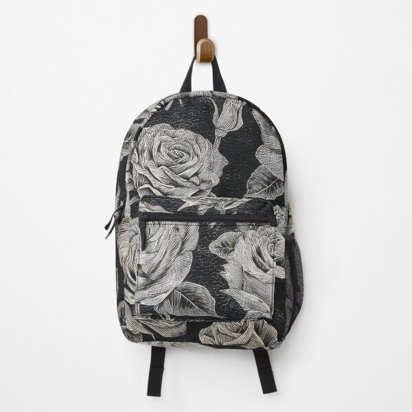 Item preview, black and silver metallic engraving of roses designed and sold by thewandswant.