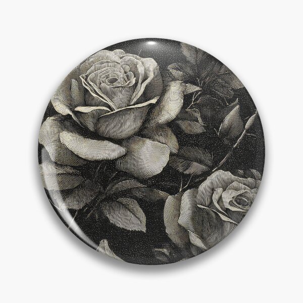 Item preview, black silver metallic, engraving of roses  designed and sold by thewandswant.
