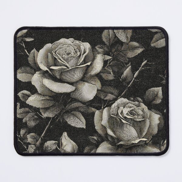 Item preview, black silver metallic, engraving of roses  designed and sold by thewandswant.