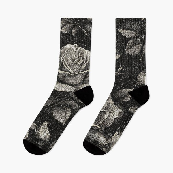 Item preview, black silver metallic, engraving of roses  designed and sold by thewandswant.
