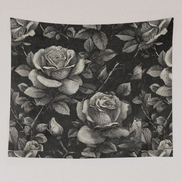 Item preview, black silver metallic, engraving of roses  designed and sold by thewandswant.