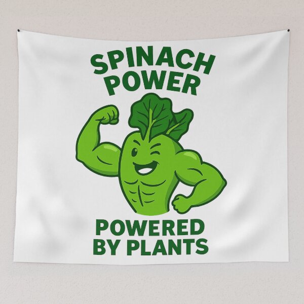 Item preview, Spinach Power – Powered by Plants – Funny Vegan Gym Meme designed and sold by Greek and Vegan.