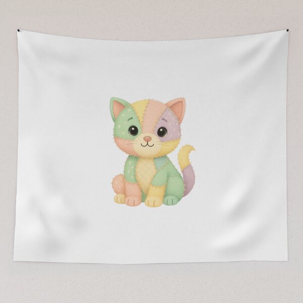 Item preview, : Pastel Patchwork Cat | Cute Kawaii Kitty Illustration on T-Shirts, Stickers, Mugs & Gift designed and sold by 5CatDesign.