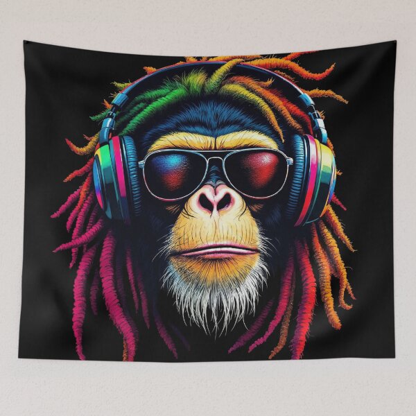 Item preview, Rasta Monkey with Headphones – Reggae Vibes designed and sold by SajQ.