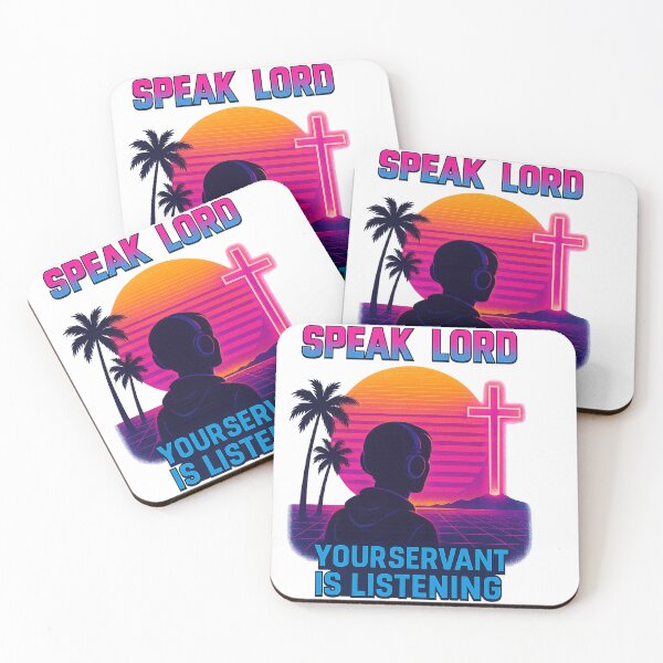 Item preview, “Speak Lord, Your Servant is Listening” – Retro Christian Aesthetic Collection | Vaporwave Faith Design for Stickers, Shirts, Posters & More designed and sold by WordOfLamb.