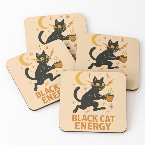 Item preview, Black Cat Energy Vintage – Retro Halloween Coffee Cat designed and sold by NovivoPrints.