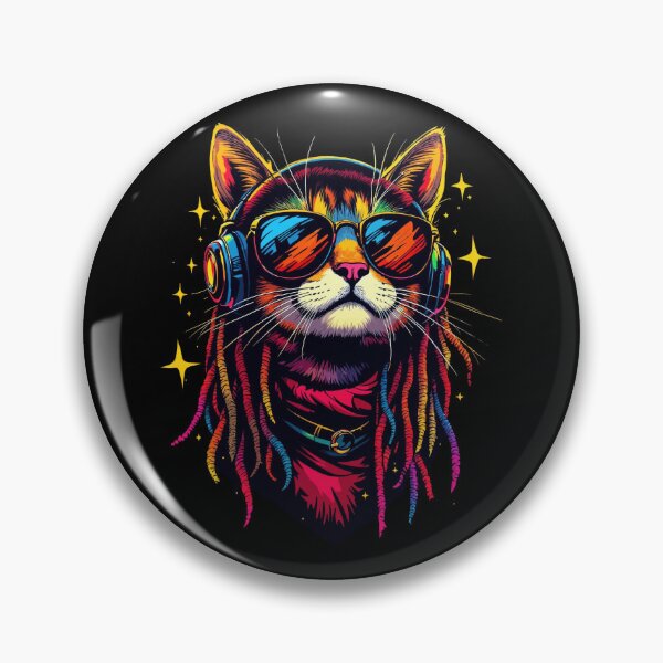 Item preview, Rasta Cat with Headphones – Cosmic Reggae Vibes designed and sold by SajQ.