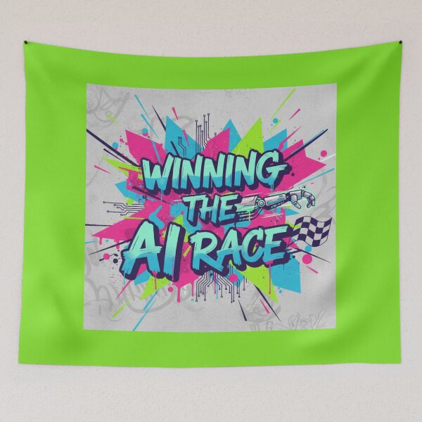 Item preview, Winning the AI ​​race - neon madness designed and sold by Studio Yvonne .