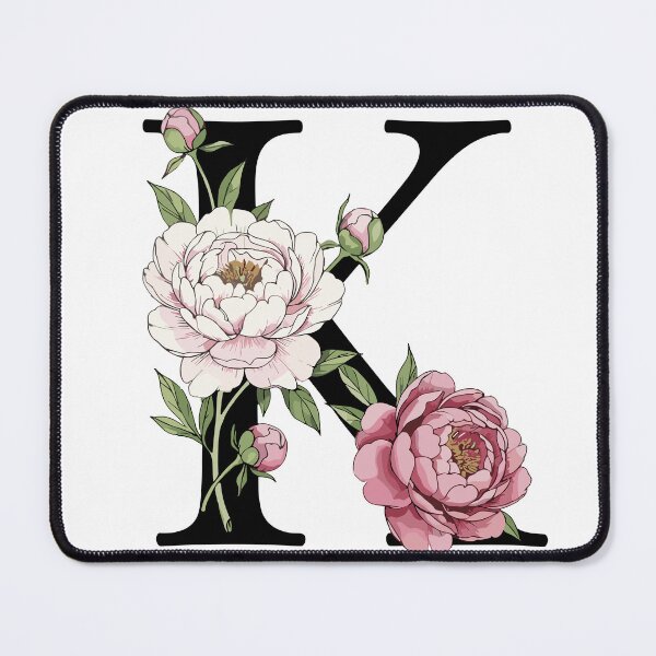 Item preview, K Botanical Monogram. Detailed Peony Drawing designed and sold by JalalMsd.