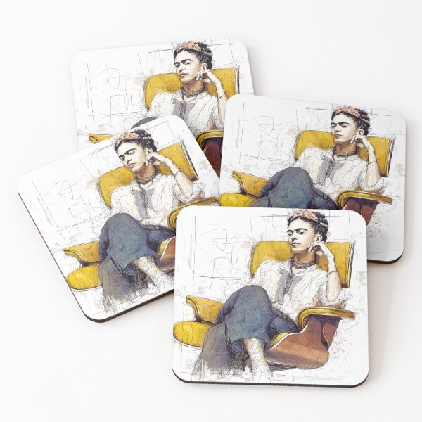 Item preview, Sketched Frida Kahlo in a Eames Lounge chair designed and sold by Giantheed.
