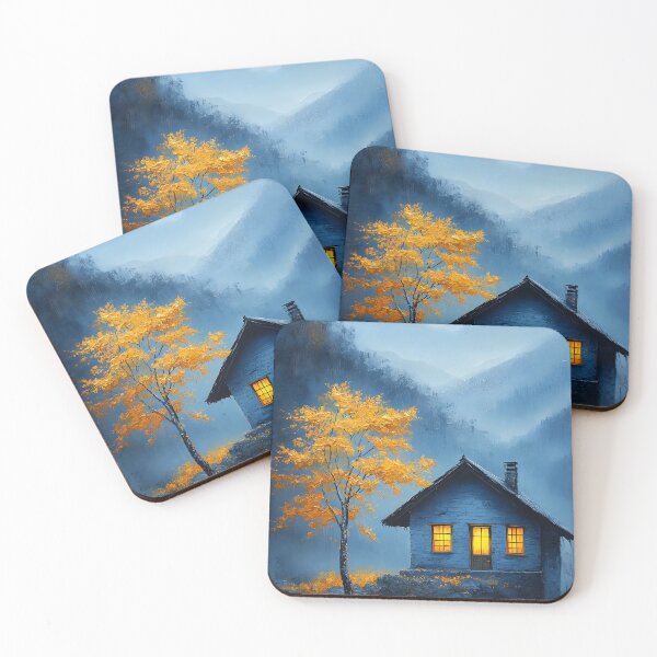 Item preview, Serene Autumn Cabin Amidst Mountains and Fog designed and sold by Artessie.