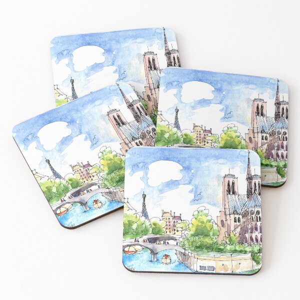 Item preview, Paris. Notre Dame and Eiffel Tower glimpse designed and sold by ErinHillStudio.