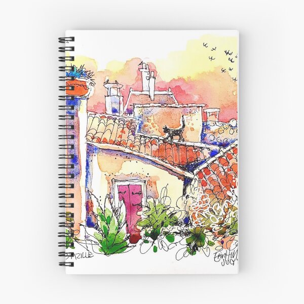 Item preview, Azille France. Evening Rooftops & Cat. designed and sold by ErinHillStudio.