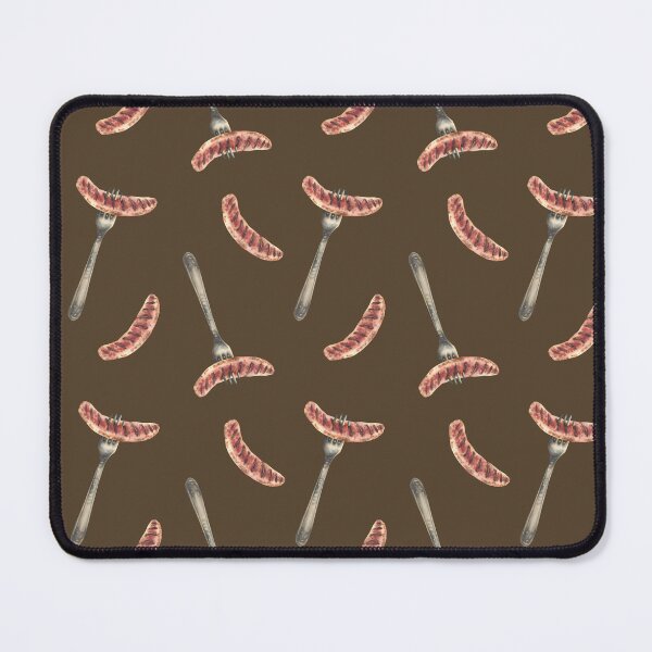 Item preview, Sausage on fork seamless pattern German grilled meat appetizer. Hand painted watercolor food clipart designed and sold by BartolArt.