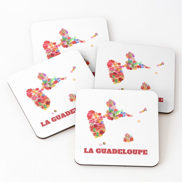 Item preview, map of guadeloupe with hibiscus designed and sold by Dsjshop.