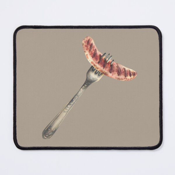 Item preview, Sausage on a fork. Food realistic hand drawn watercolor design designed and sold by BartolArt.