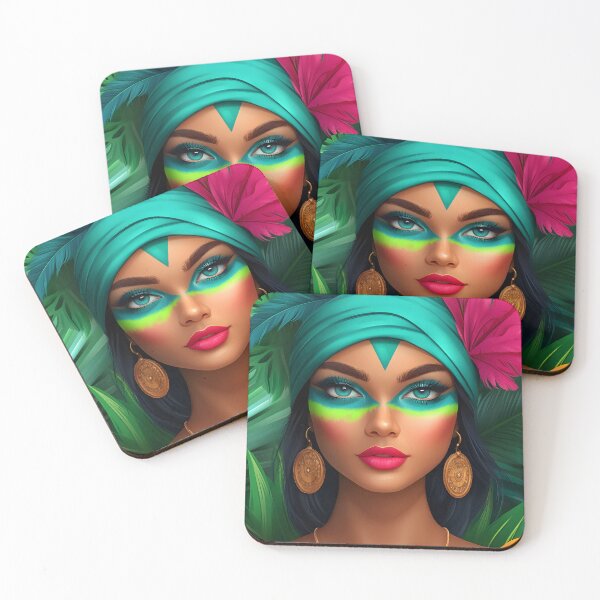 Item preview, Vibrant Face Paint and Feathers in Tropical Setting designed and sold by Artessie.