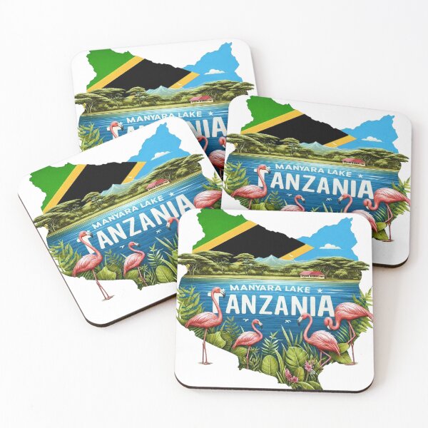 Artikelvorschau, Lake Manyara Tansania Kartenflagge entworfen und verkauft von vectcd.
