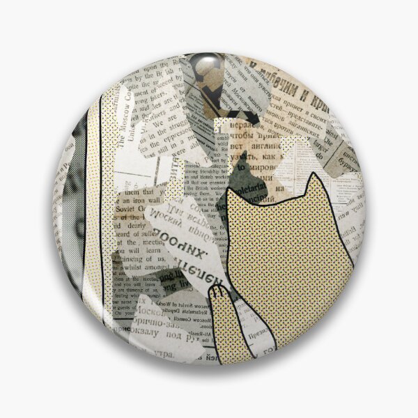 Item preview, Cat Reading Newspapers In Litterbox Digital Collage Print designed and sold by Julia Sol.