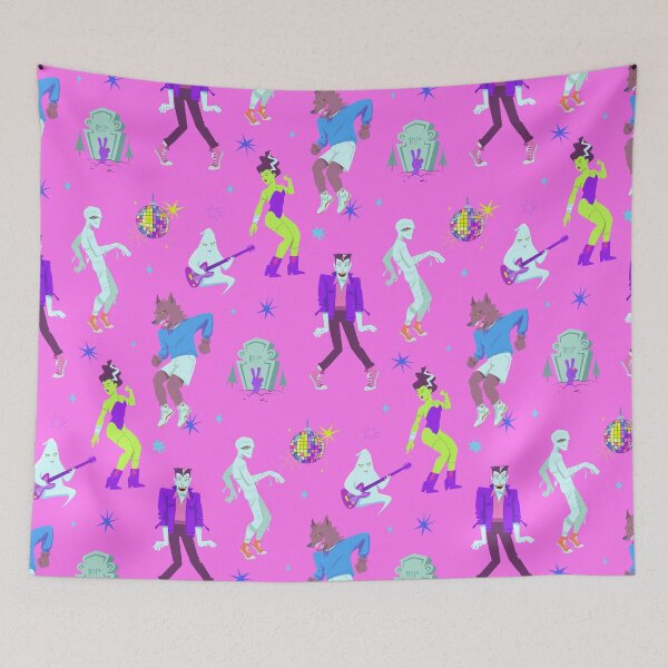 Item preview, Halloween Monsters Party Pink Pattern designed and sold by G4laxyAnny.