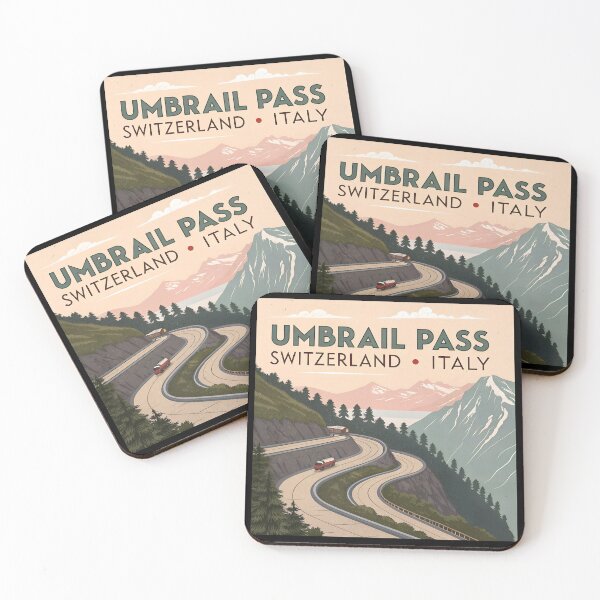 Item preview, Umbrail Pass Art Deco Travel Poster – Vintage Switzerland Italy Alpine Design designed and sold by VividOrganica.