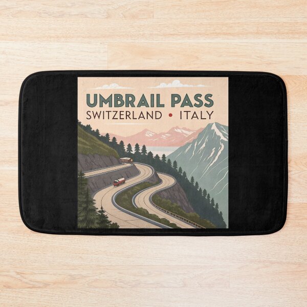 Item preview, Umbrail Pass Art Deco Travel Poster – Vintage Switzerland Italy Alpine Design designed and sold by VividOrganica.