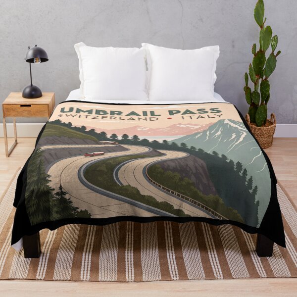 Item preview, Umbrail Pass Art Deco Travel Poster – Vintage Switzerland Italy Alpine Design designed and sold by VividOrganica.