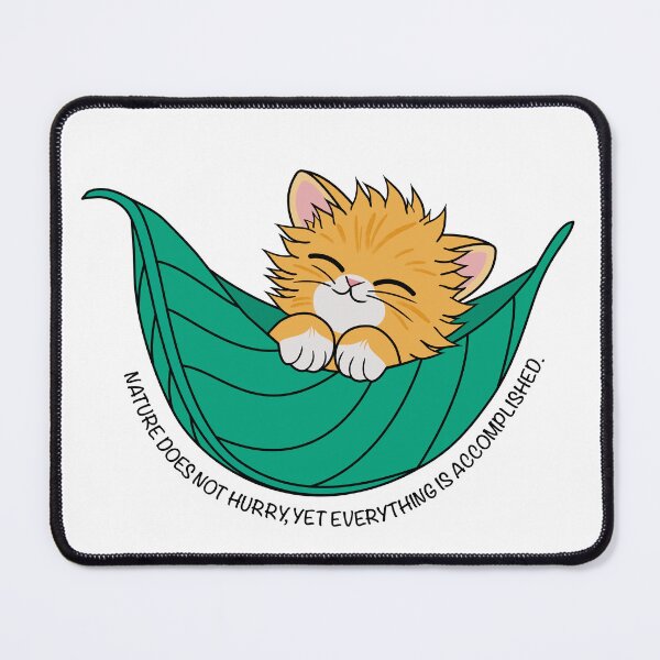 Item preview, Orange Tabby Nap in a Leaf, Kids Choice Minimalist Art with ‘Nature Does Not Hurry’ Quote designed and sold by JWSmile.