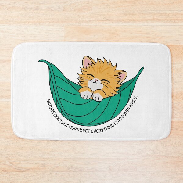 Item preview, Orange Tabby Nap in a Leaf, Kids Choice Minimalist Art with ‘Nature Does Not Hurry’ Quote designed and sold by JWSmile.