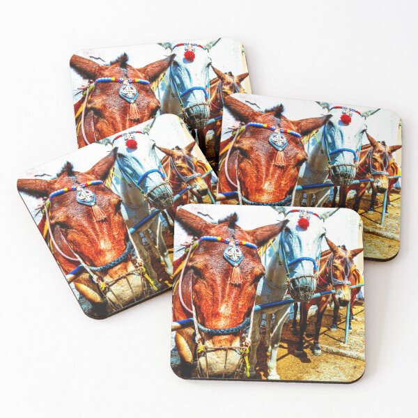 Item preview, Colorful Santorini Donkeys in a Sunlit Alley designed and sold by Paul Thompson Photography.